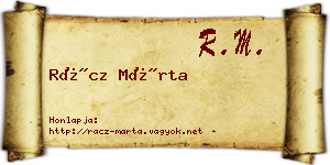 Rácz Márta névjegykártya